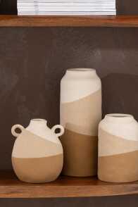 Vase Zylinder Keramik Beige/Hell