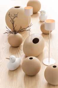 Vase Ball Ceramic Beige Medium