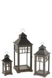 Set Of 3 Lanterns Spruce Wood