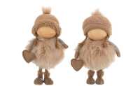 Fille Hiver Coeur Resine Beige