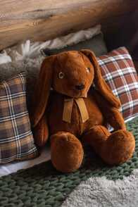 Rabbit Bow Plush Rust Brown Medium