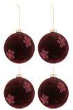 Boite De 4 Boules De Noel Fleurs