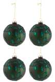 Boite De 4 Boules De Noel Feuilles