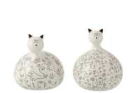 Cat Face Ceramic White/Black L