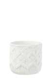 Flowerpot Checkered Cement White