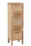 Kast Hoog 5 Lades Paulownia/Rattan