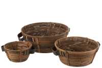 Set De 3 Bandejas+Asa Rattan