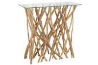 Console Branche Teck Naturel/Verre