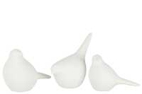 Set De 3 Pajaro Ceramica Blanco