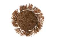 Coussin Rond Rotin Raphia Marron