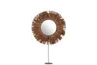 Mirror On Foot Round Reed Raffia