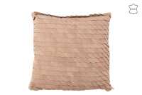 Coussin Ecailles Carre Cuir Rose