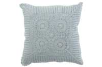 Coussin Carre Dentelles Coton Bleu