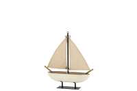 Sailing Boat Wood/Jute White/Brown