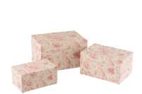 Set De Tres Cajas Rosas Mdf