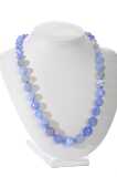 Collier Agate Facet Rond Bleu