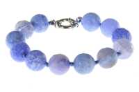 Bracel.Agate Facet 14mm Bleu Clair