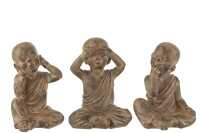 Set Of 3 Monje Poli Marron Large