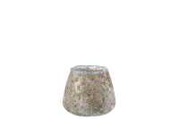 Tealight Holder Glass Grey Small