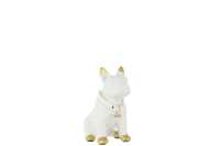 Dog Ceramic White/Gold Small