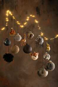 Doos Van 6 Kerstballen Giraf Glas