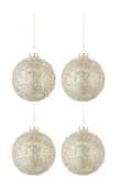 Box Of 4 Christmas Baubles Glitter