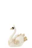 Swan Sitting Feathers Velvet Ecru