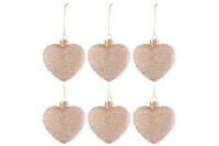 Box Of 6 Christmas Baubles Heart