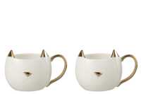  Box Of 2 Mug Cat Porcelain