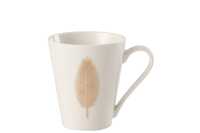 Taza Pluma Porcelana Blanco/Oro