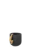 Flowerpot Monkey Cement Black/Gold