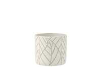 Flowerpot Leaf Ceramic White/Gold