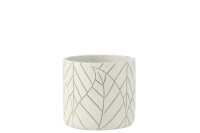 Flowerpot Leaf Ceramic White/Gold