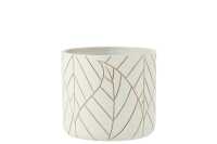 Flowerpot Leaf Ceramic White/Gold