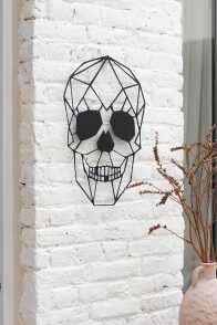 Wall Decoration Skull Metal Black