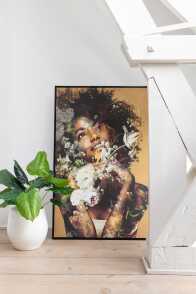 Frame Woman Flowers Canvas/Wood