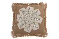 Coussin Fleur Abstrait Jute