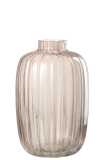 Vase Lines Glass Pink Medium