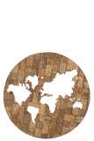 Wanddekoration Map Holz Braun