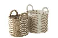 Set Of 2 Baskets Chevron Raffia