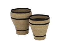 Set Of 2 Baskets Round Striped