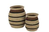 Set Of 2 Baskets Round Striped