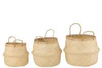 Set 3 Baskets Retractable Seagrass