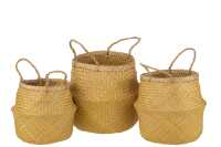 Set 3 Baskets Retractable Seagrass