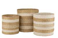 Set 3 Baskets Striped Seagrass