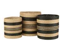 Set 3 Baskets Striped Seagrass