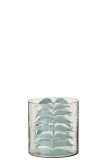 Vase Blau Blatt Glas Small