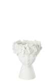 Flowerpot Head Resin White Small