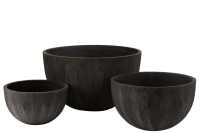 Set Of 3 Flowerpots Round Ceramic