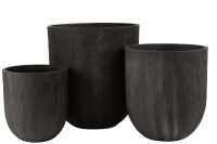 Set Of 3 Vases Round Ceramic High